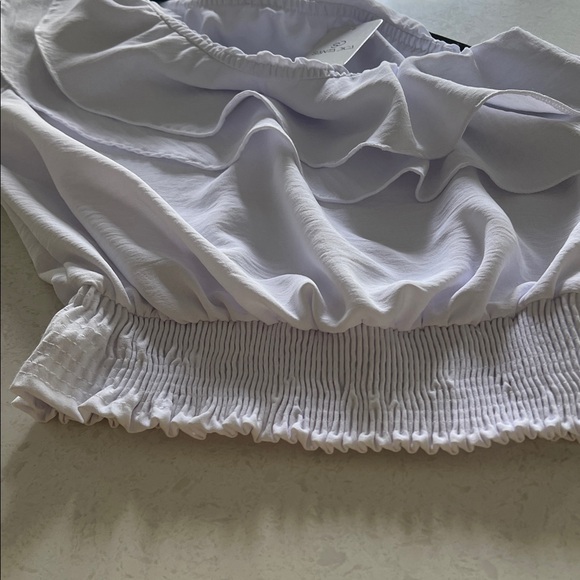 White Ruffled Off-Shoulder Top - Picture 3 of 5